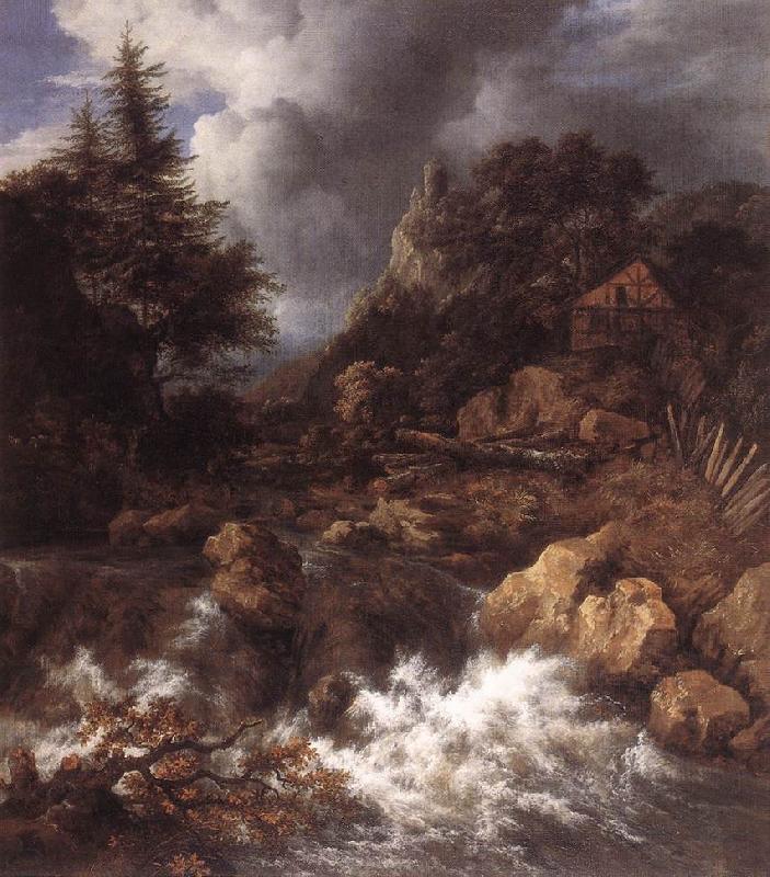RUISDAEL, Jacob Isaackszon van Waterfall in a Mountainous Northern Landscape af oil painting image